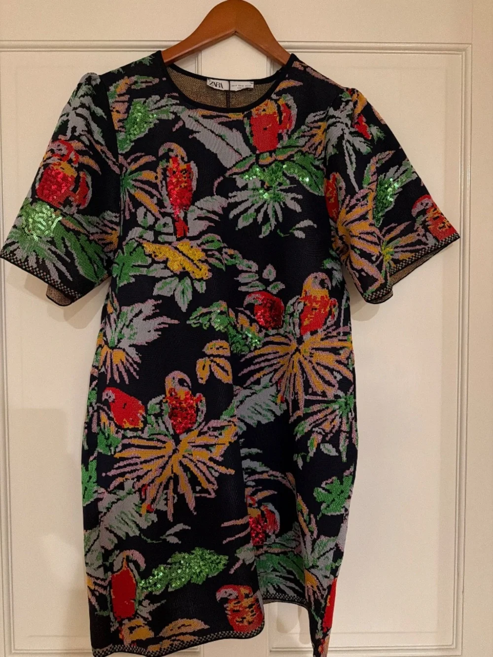 Zara Tropical Parrot Knit Dress – NWT | Size Small